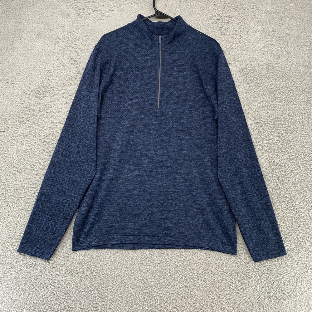 Lululemon Surge Warm Half Zip Mens Large Blue Running Gym Workout Pullover